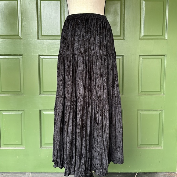 Vintage 90s Cactus Flower Crushed Velvet Maxi Skirt – OSFA - Picture 4 of 9